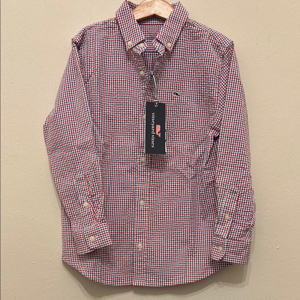 Vineyard Vines Boys Seersucker Long-sleeve Button Down Shirt, Size 7